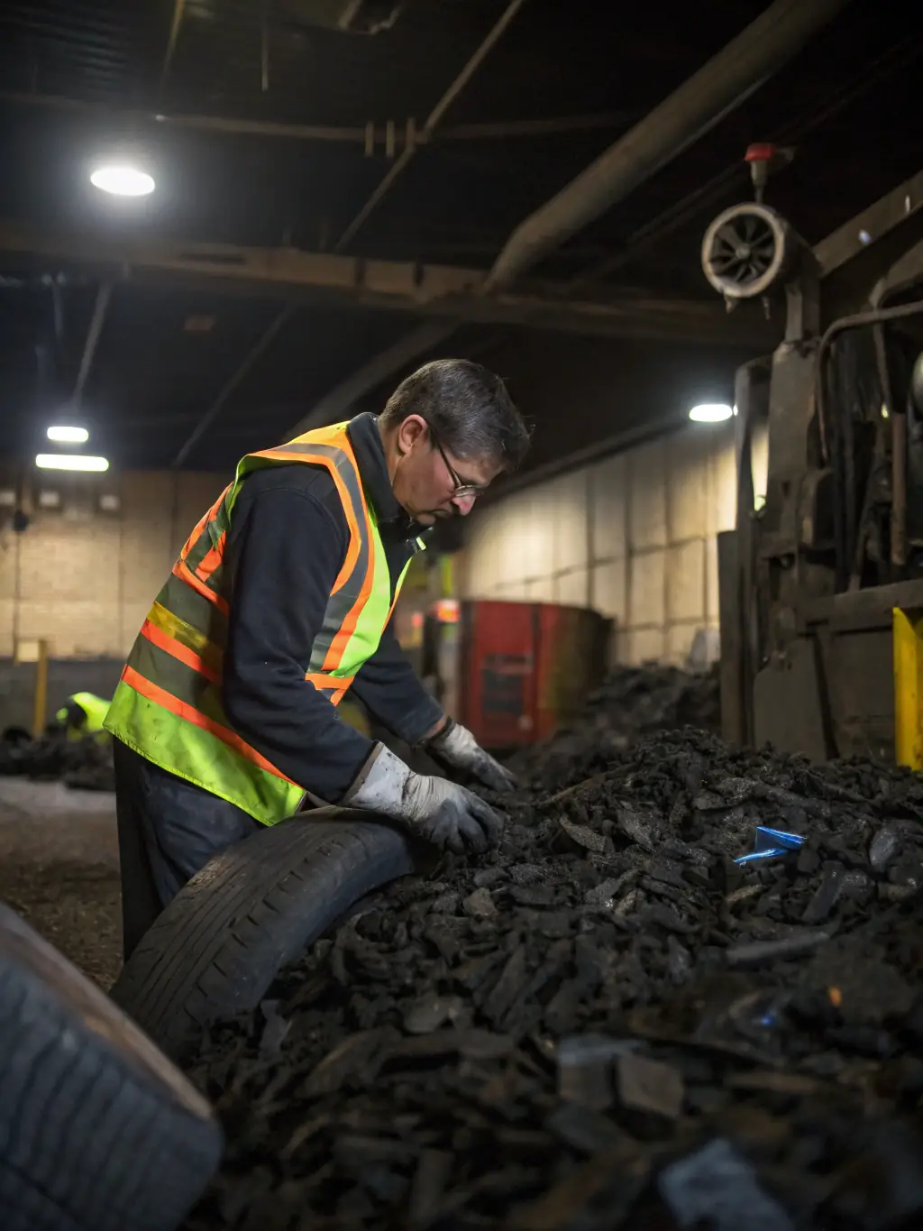 A photo of a Junk Junkies Texas team member carefully sorting items during a cleanout, highlighting the company's commitment to responsible disposal and recycling.